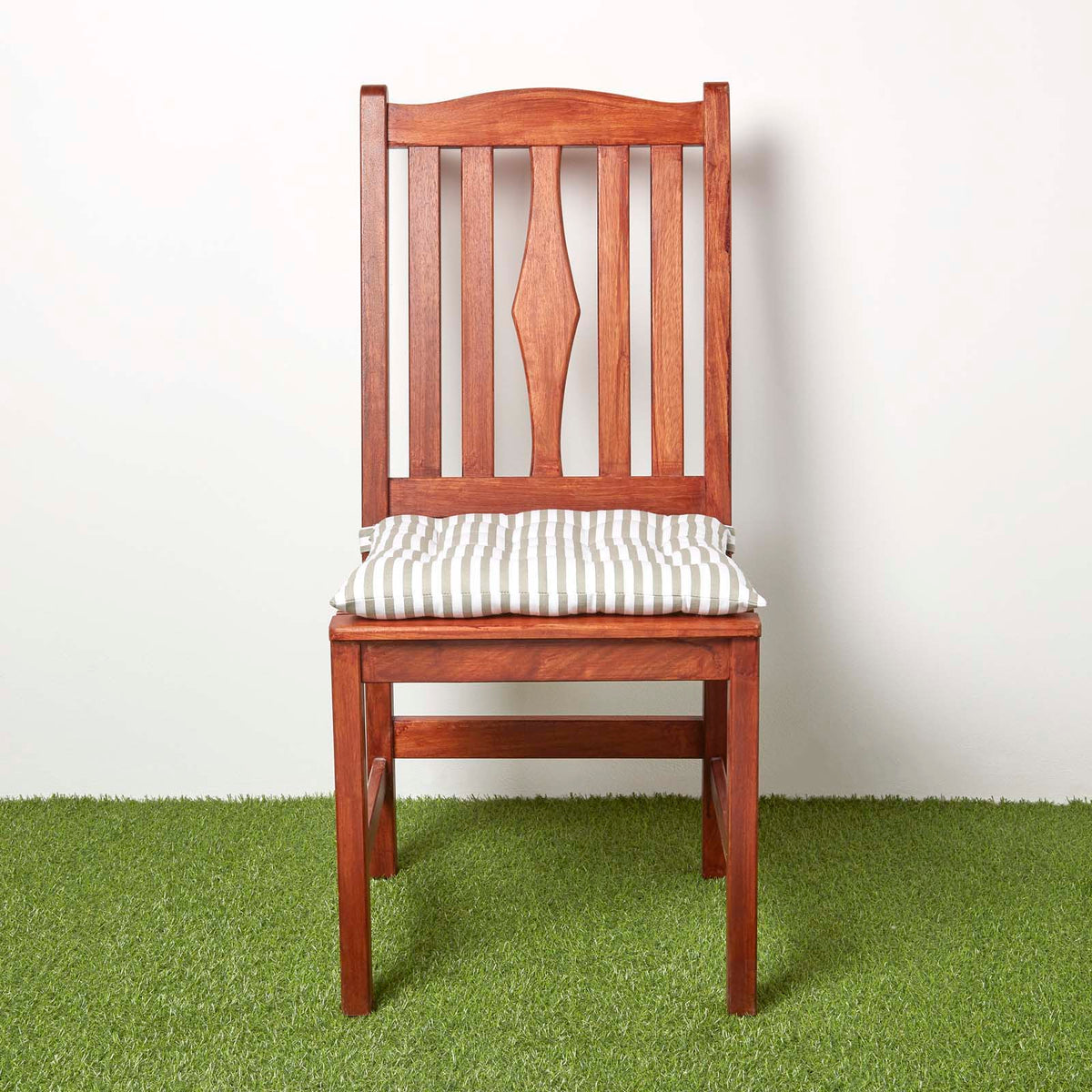 Striped Seat Pad With Straps 100% Cotton, 40 X 40 Cm | Set of 1 | Grey & White