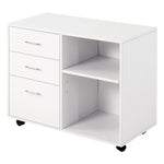 Freestanding Storage Cabinet W/ 3 Drawers 2 Shelves 4 Wheels | One Size | White