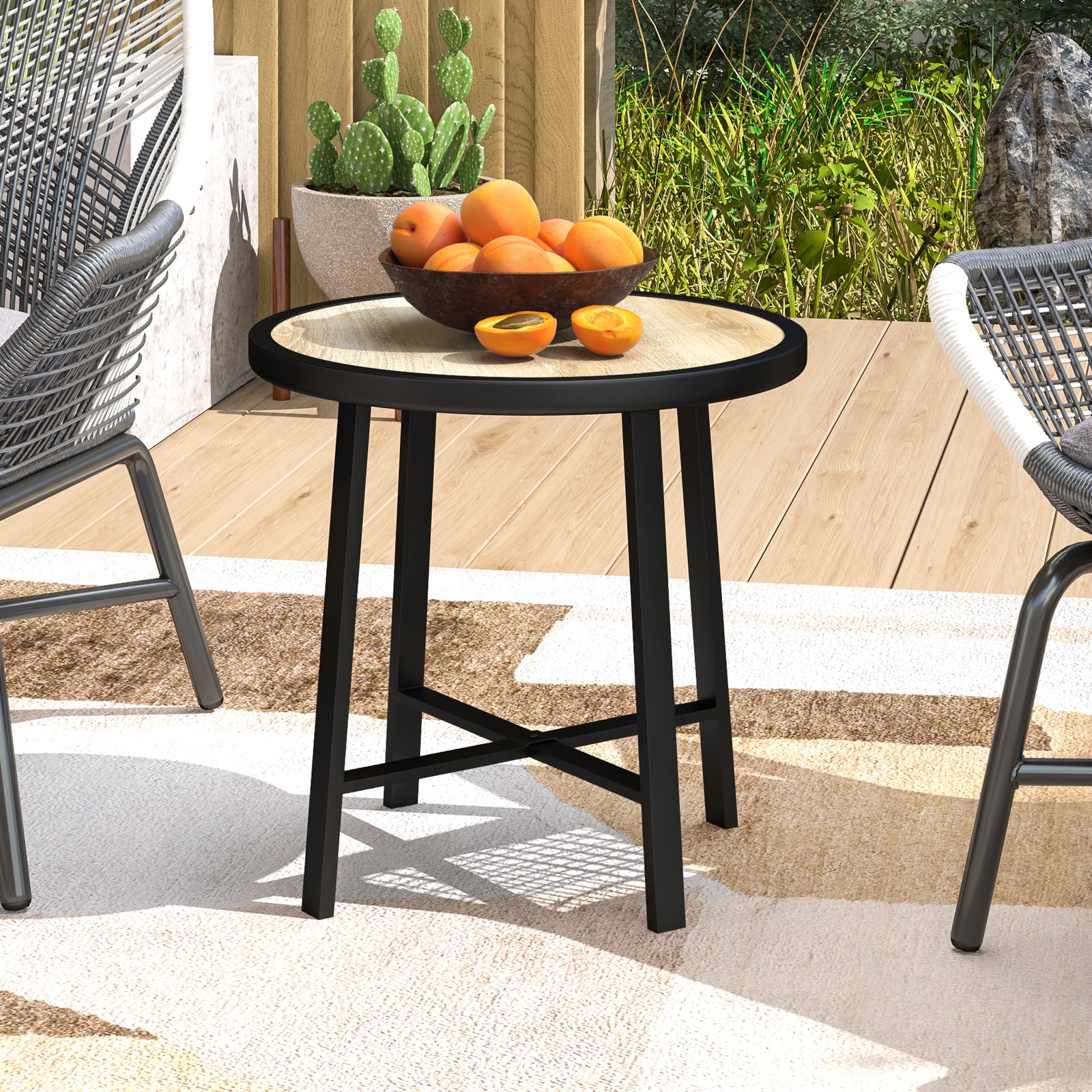 50.5cm Round Garden Table W/ Spc Tabletop | Natural