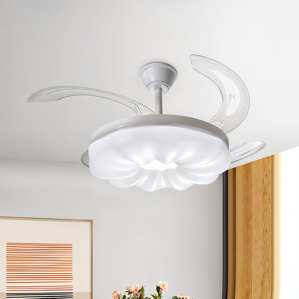 Dimmable Ceiling Fan Light With Remote And Retracted Blades