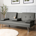 Faux Leather Click Clack Sofa Bed - 2 Seater | Grey