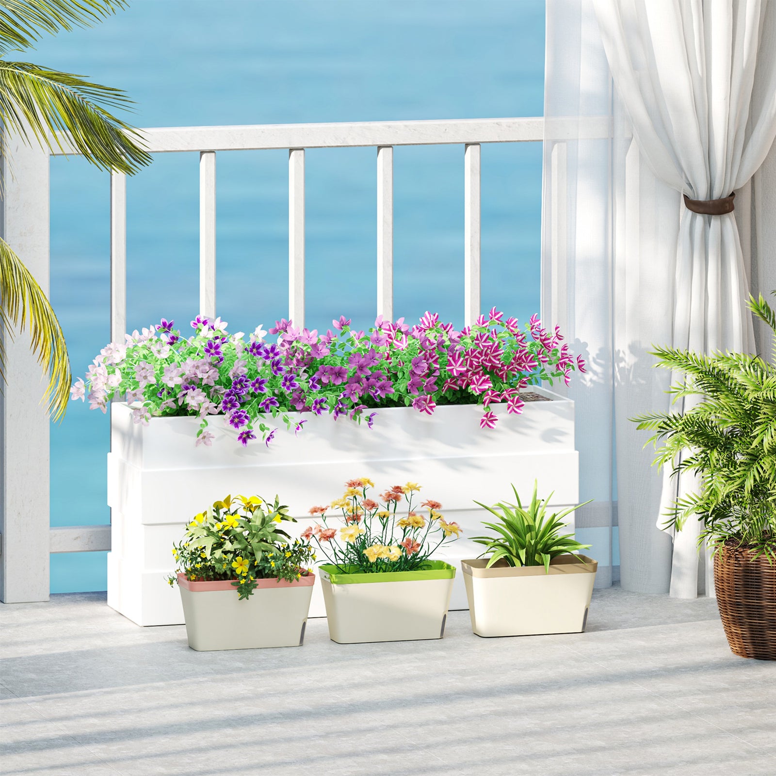 3 Pcs Self Watering Plant Pots W/ Visual Water Level Window