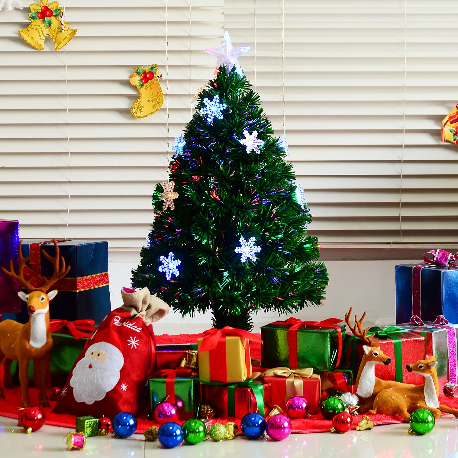 3/4ft Green Fiber Optic Christmas Tree Led Stars | 3ft | Green