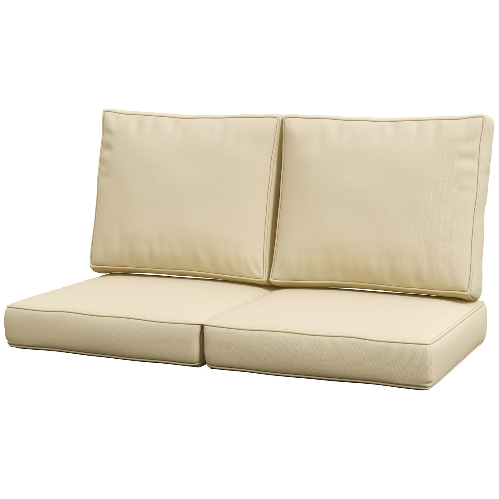 2 Seater Outdoor Seat Cushions, Water Repellent W/ Backrest | Beige