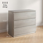 HOMCOM Chest Of Drawers, 3 Drawer Storage Cabinet Unit For Bedroom, Grey