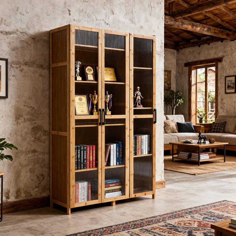 Multi-functional Storage Cabinet With Adjustable Shelves, 3 Acrylic Doors | Large