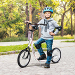 90-96cm Kids Kick Scooter W/ Adjustable Handlebar Inflatable Wheels | White