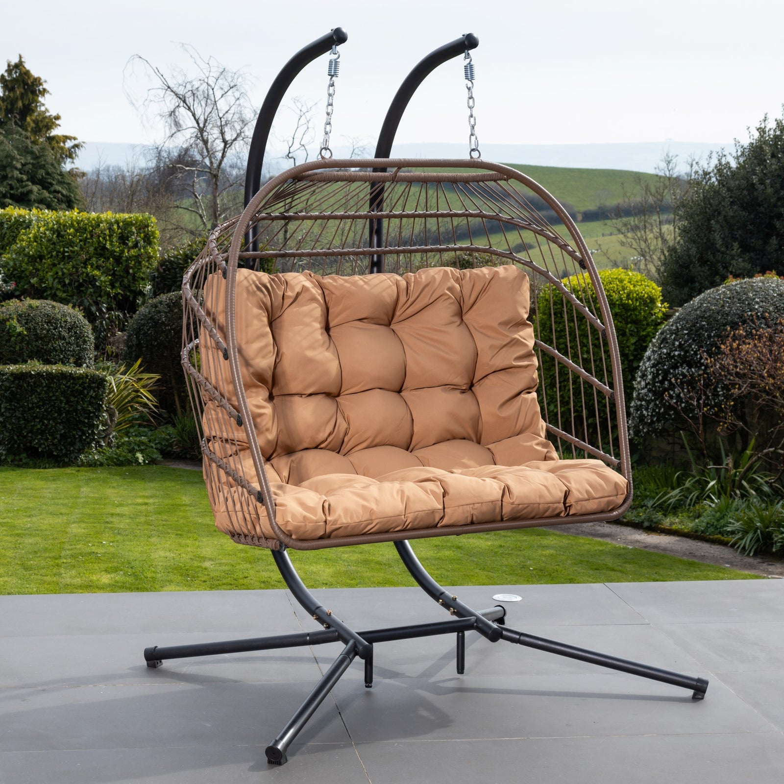 Haversham Swinging Double Garden Seat | One Size | Brown