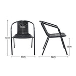 3 Pcs Bistro Set Glass Top Tempered Glass Coffee Table And Rattan Chairs
