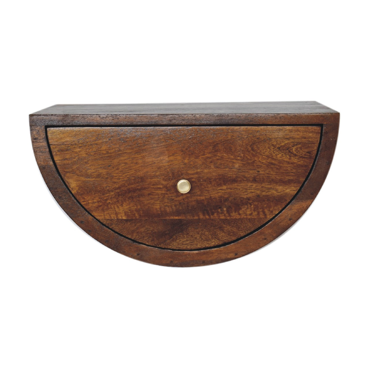 Solid Wood Chestnut Crescent Floating Bedside