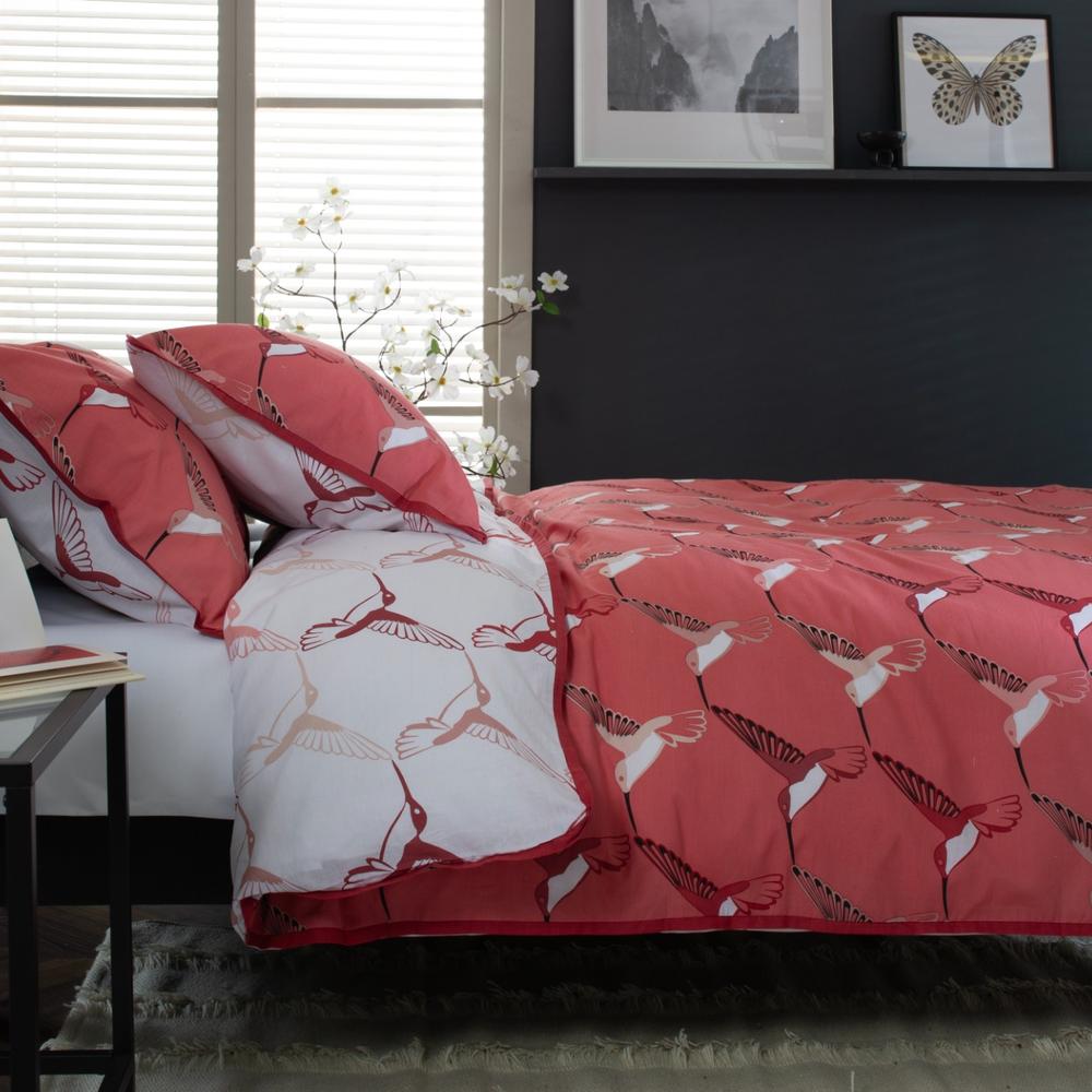 Hummingbird Deluxe Thread Count Cotton Duvet Cover Set | Double | Pink