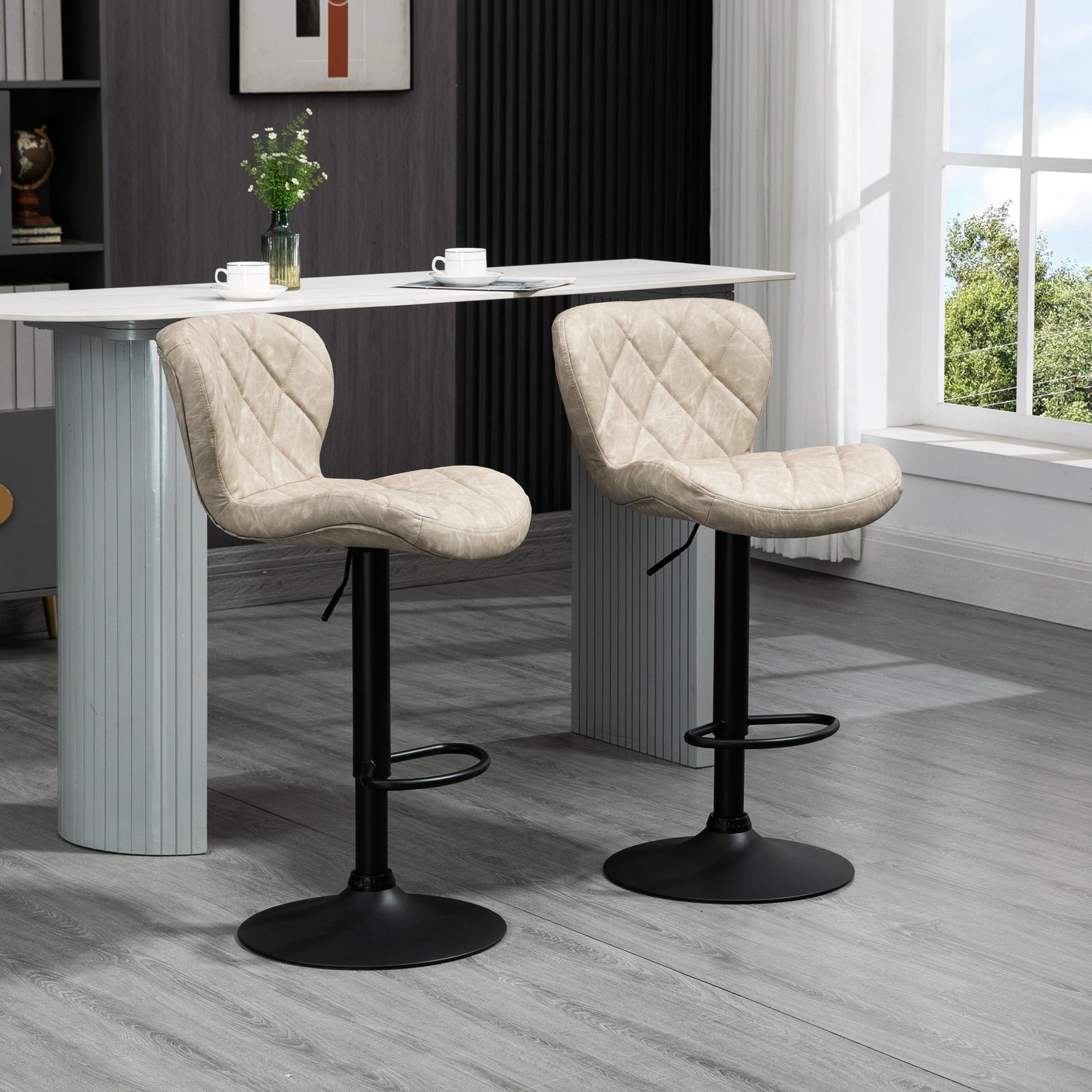 Adjustable Height Swivel Barstools Set Of 2 | Khaki