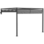 Wall Mounted Pergola With Retractable Sun Shade Canopy | Medium | Dark Gray