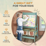 Kids Easel With Paper Roll, Blackboard, Whiteboard, Storage | Green