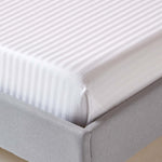 Egyptian Cotton Satin Stripe Flat Sheet 330 Tc | Double | White