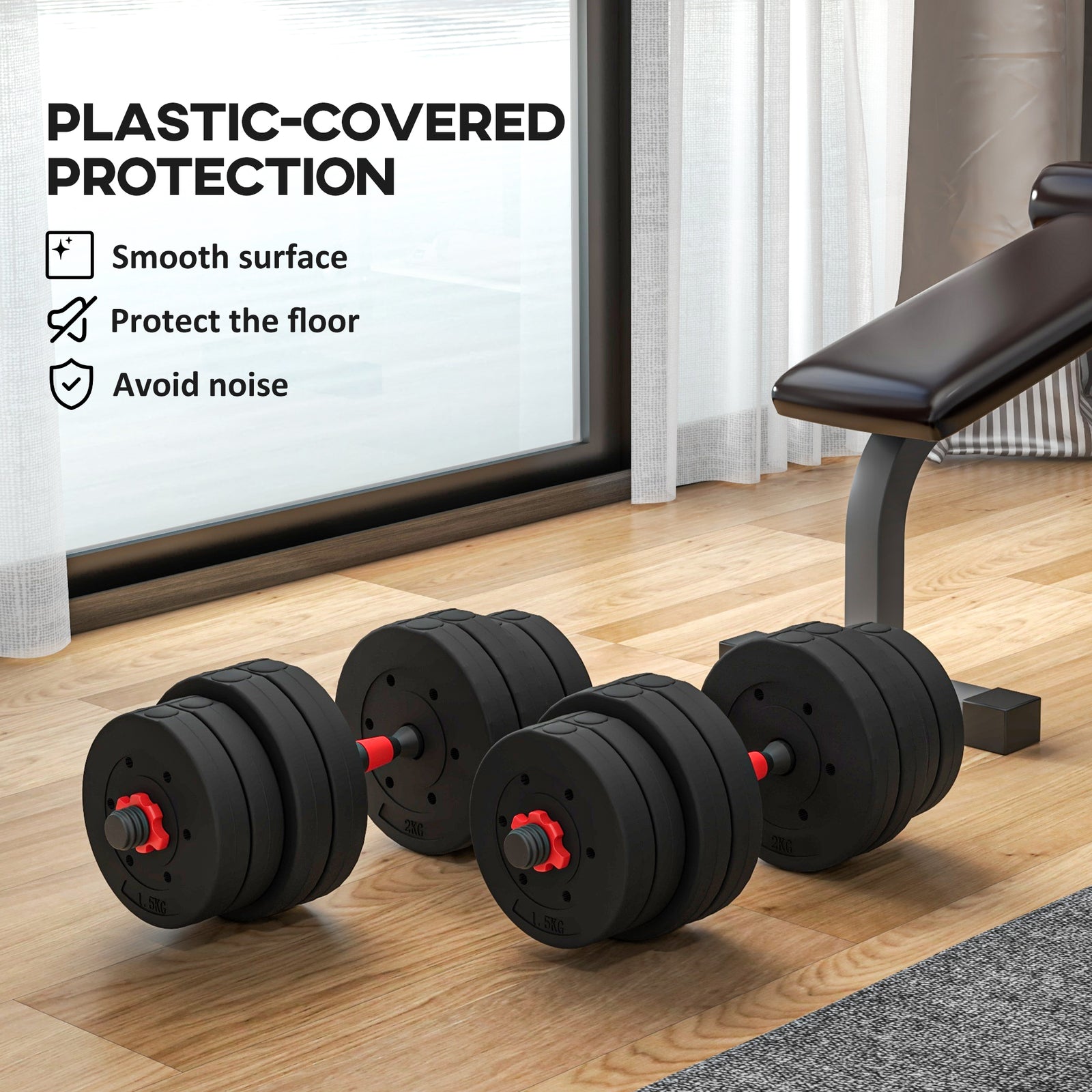 Adjustable 2 In 1 Barbell Dumbbells Set | 30kg | Black