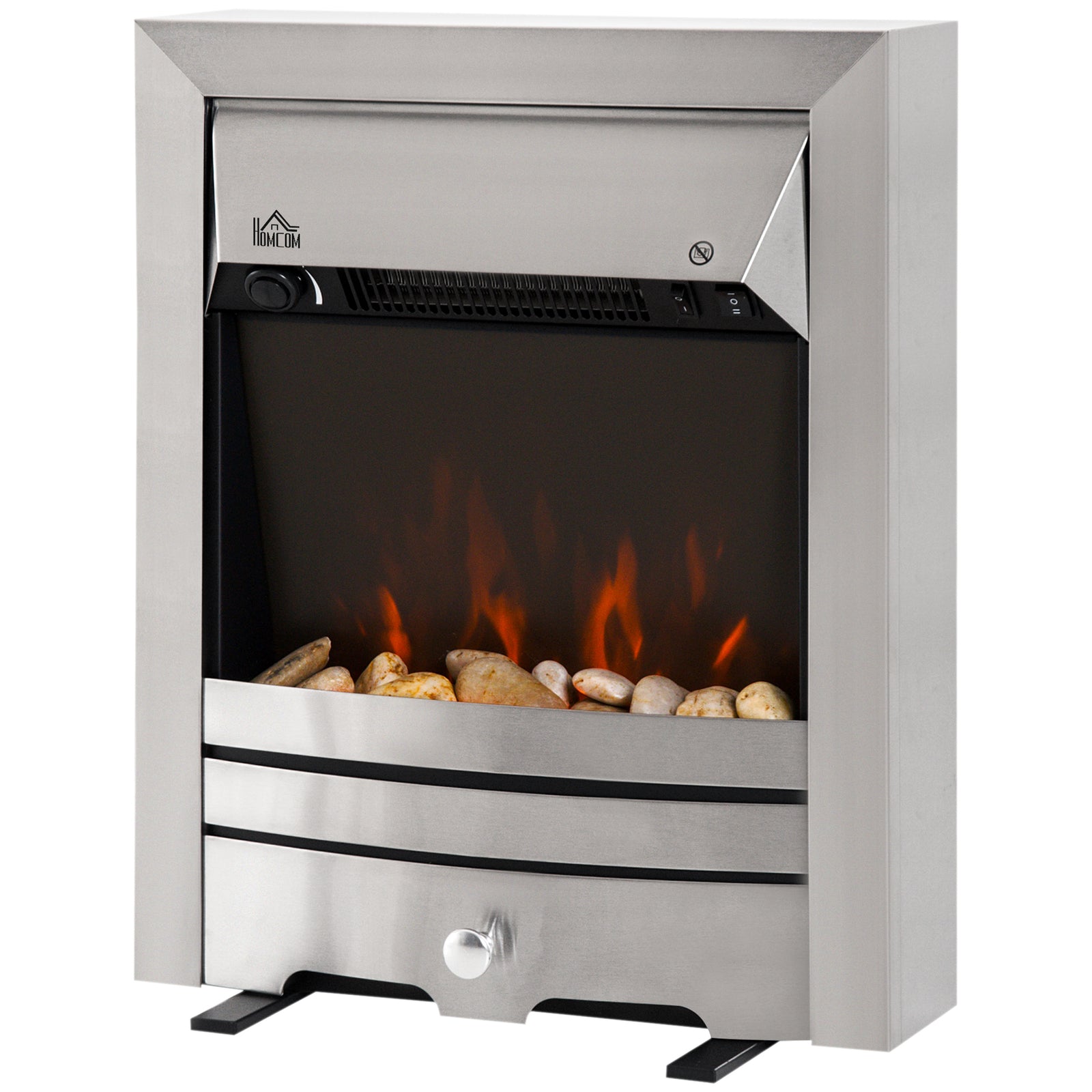 Electric Fireplace Stainless Steel 2kw Heater Led Fire Flame