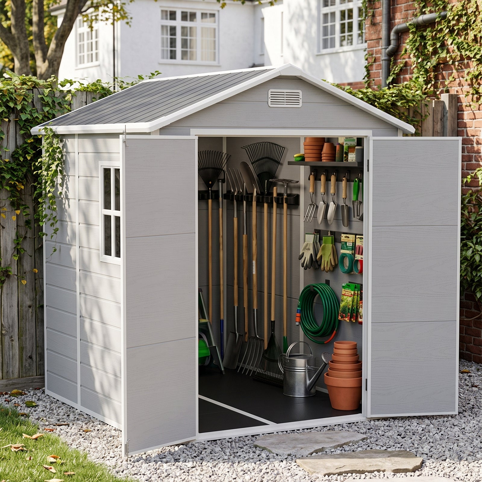 6x8 Ft Outdoor Garden Plastic Storage Shed | Grey