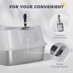 Xxl Stainless Steel Cat Litter Box With High Sides, 70 X 50 X 30 Cm | Grey