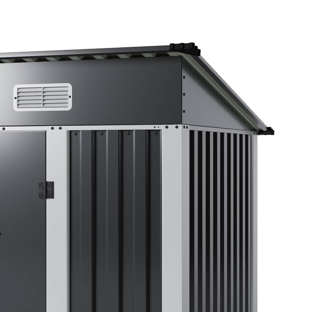 Breeins 6x4ft Lockable Metal Outdoor Storage Shed with Pent Roof, Double Hinge Doors & Air Vents, Weather-Resistant Garden Tool Storage House