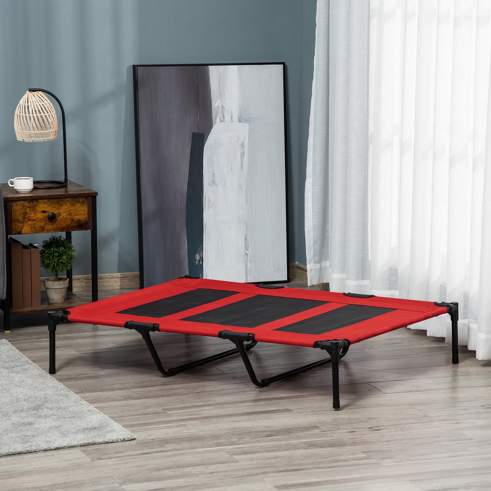 Pawhut Elevated Dog Bed Cooling Raised Pet Cot For Indoor Outdoor Use, Xx Large | Red