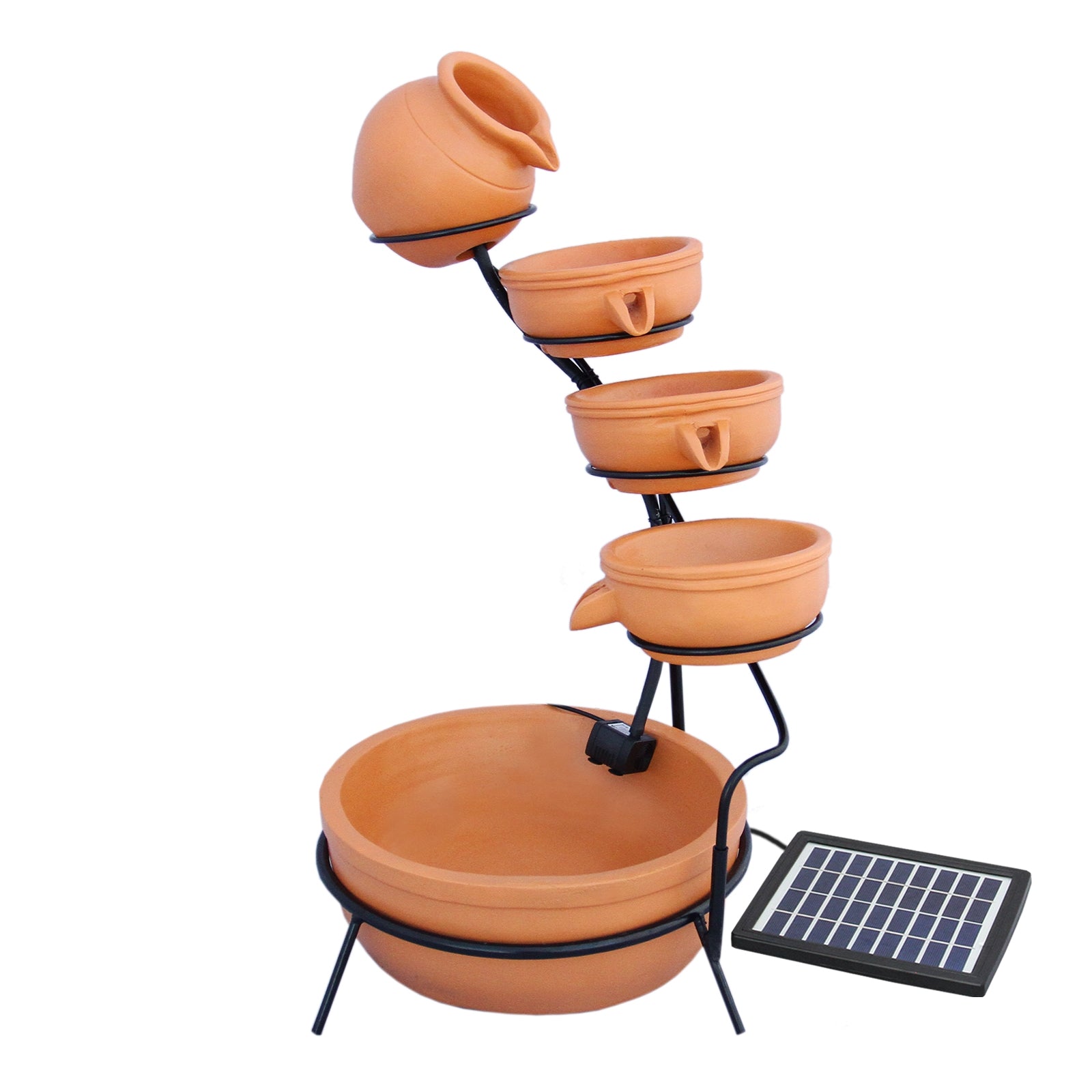 4 Tier Spilling Bowls Water Feature | Terracotta