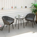 3 Pcs Patio Wicker Bistro Set W/ 2 Chairs & 1 Coffee Table