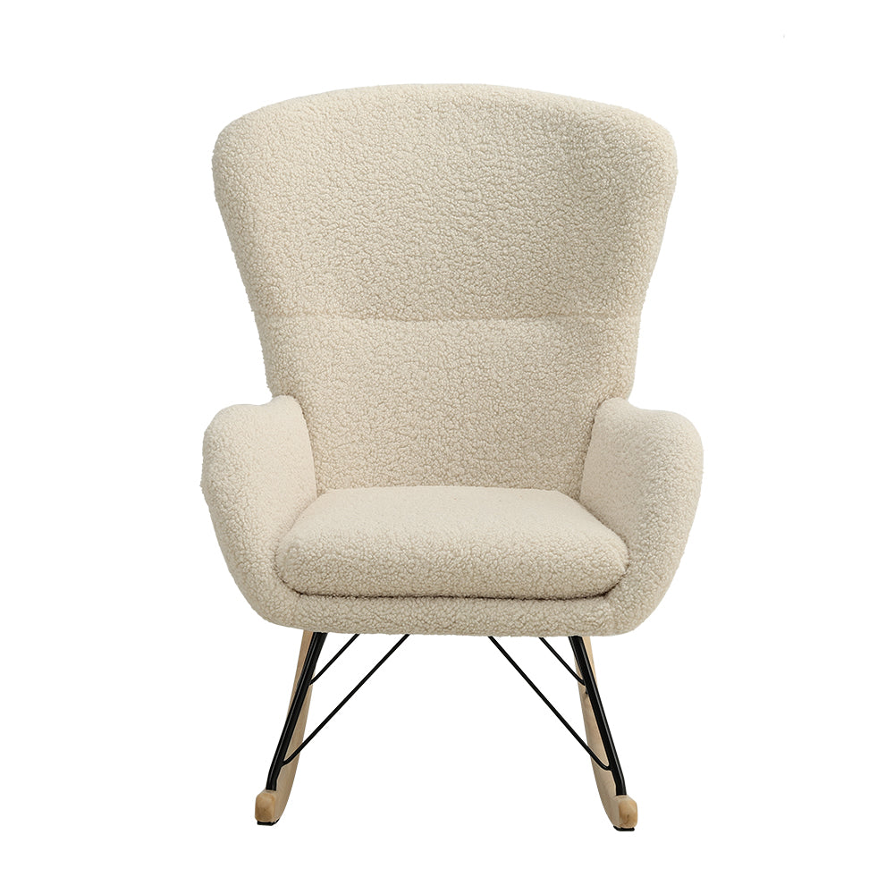 Contemporary Faux Wool Rocking Chair With Removable Cushion