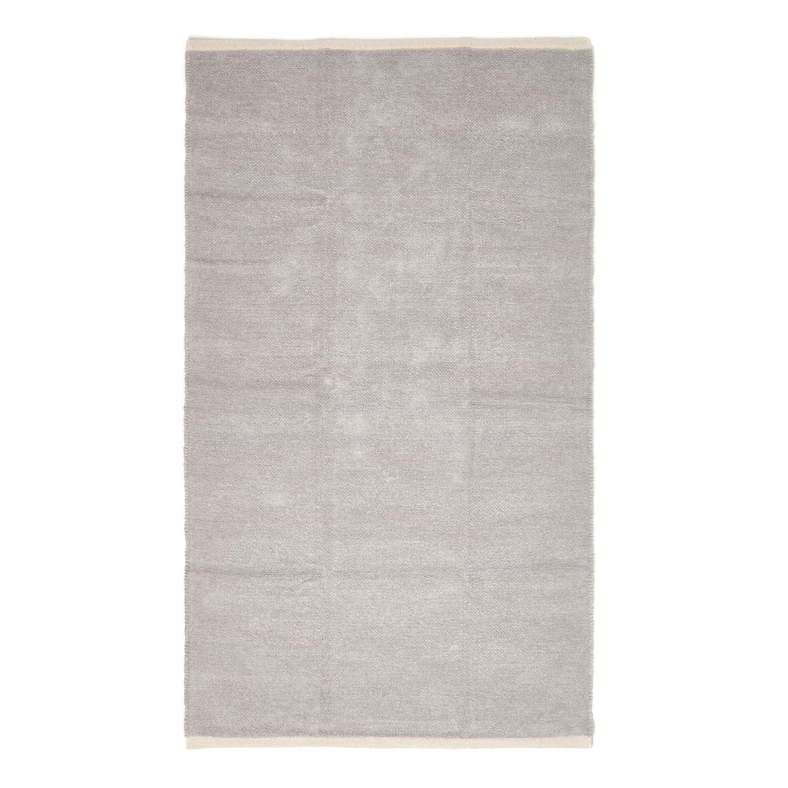 Plain Chenille 100% Cotton  Rug With Natural Trim | 65 x 45cm | Light Grey