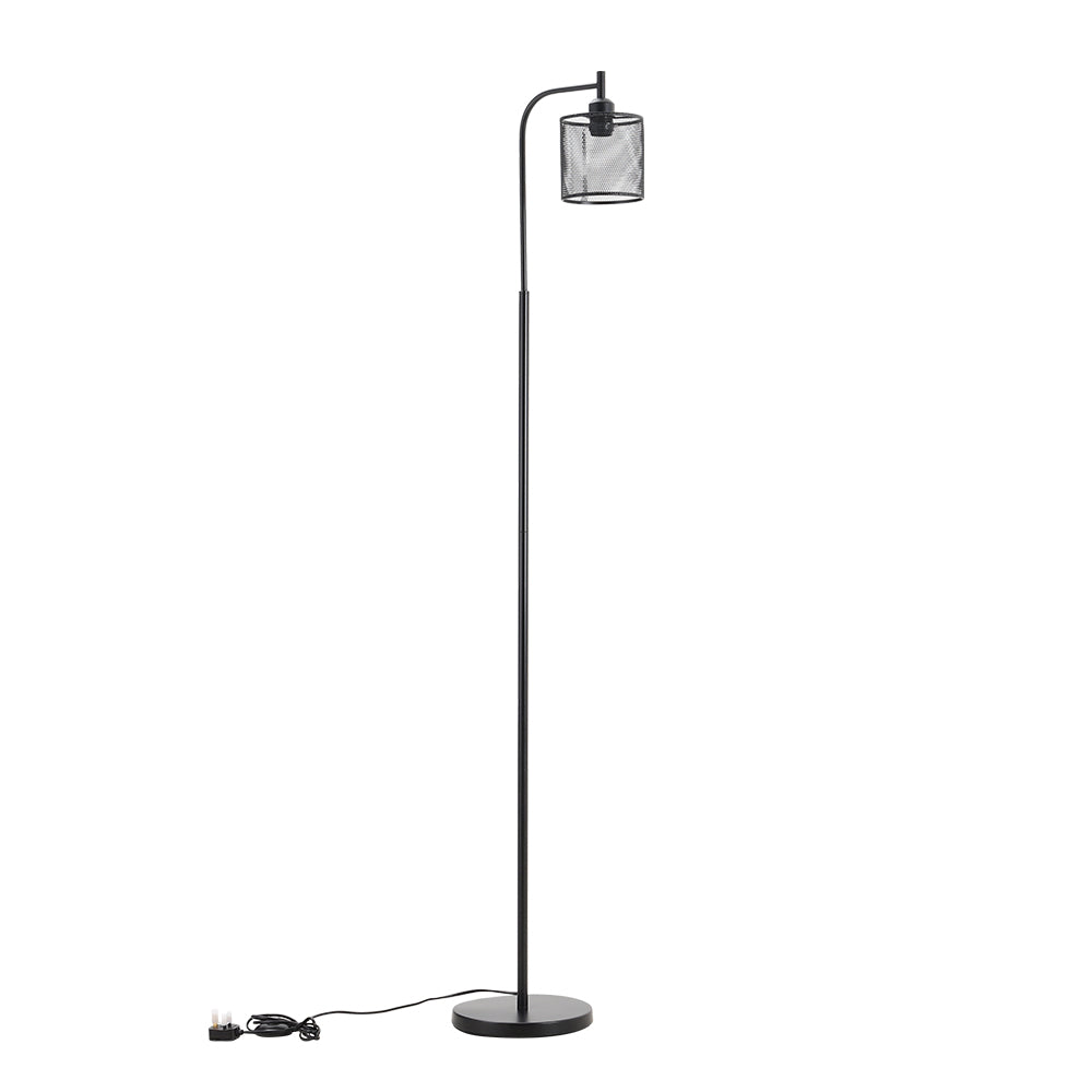Breeins Industrial Metal Floor Light With Mesh Lampshade