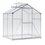 Polycarbonate Greenhouse With Base– Aluminum Frame Walk-in Greenhouse With Sliding Door & Ventilation Window For Plants & Flowers | Medium | Clear