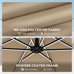 3 M Garden Cantilever Parasol With Solar Light, Rotation | Khaki