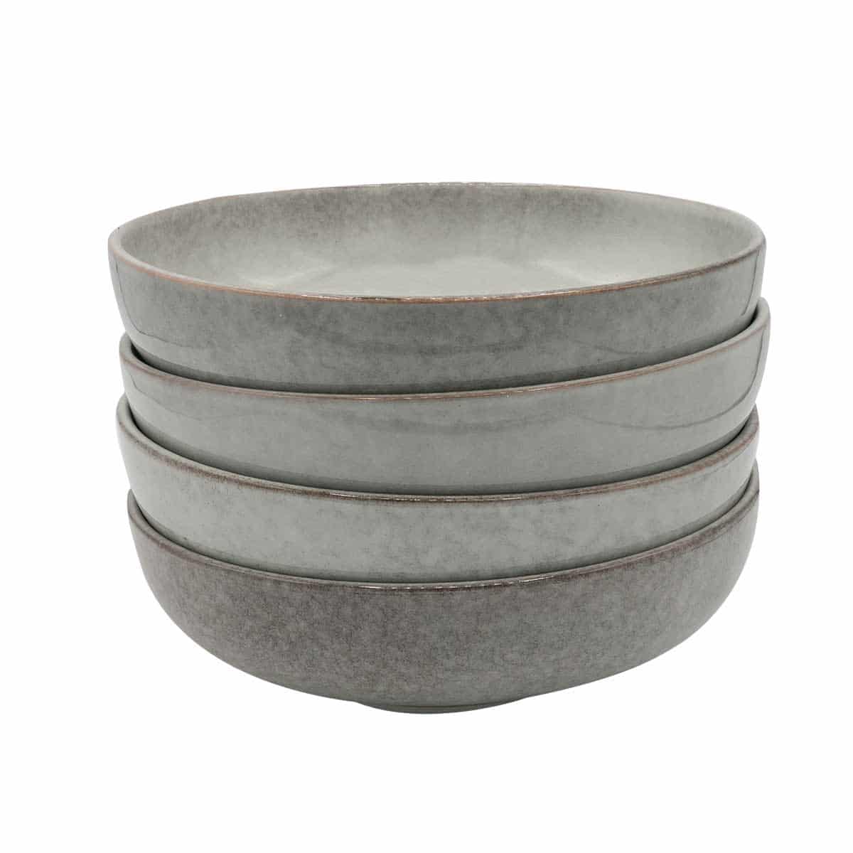 Set Of 4 Nordic Stoneware Pasta Bowls | Set of 4 | Grey