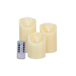 3pcs Realistic Wax Led Flameless Candle Set– Remote Control & Flickering Wick