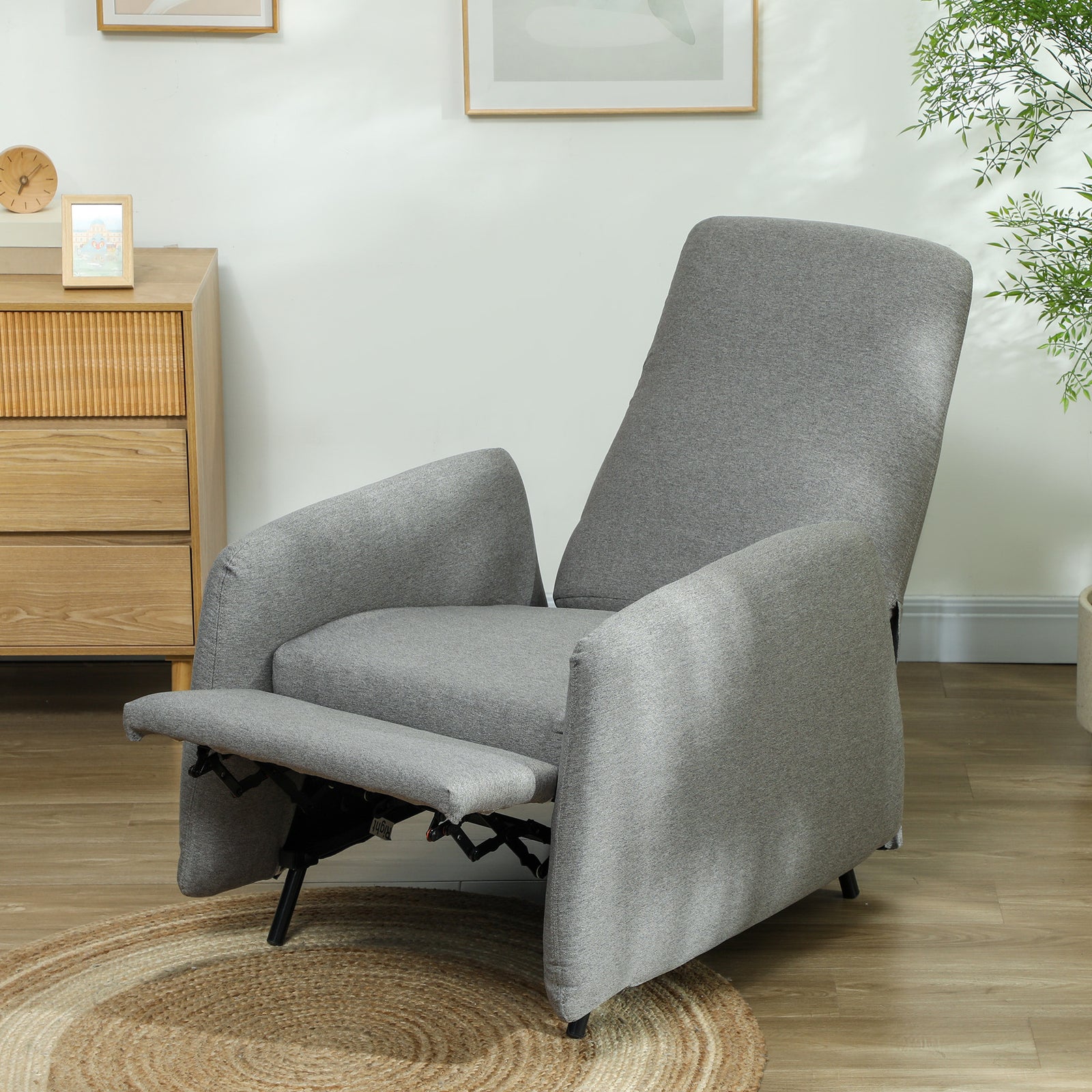 Push Back Recliner Chair Fabric Reclining Armchair Bedroom