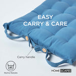 100% Cotton Seat Pads Plain Chair Cushions For Dining Room, Kitchen, Or Outdoor Garden Use | Set-of-4 | Airforce Blue