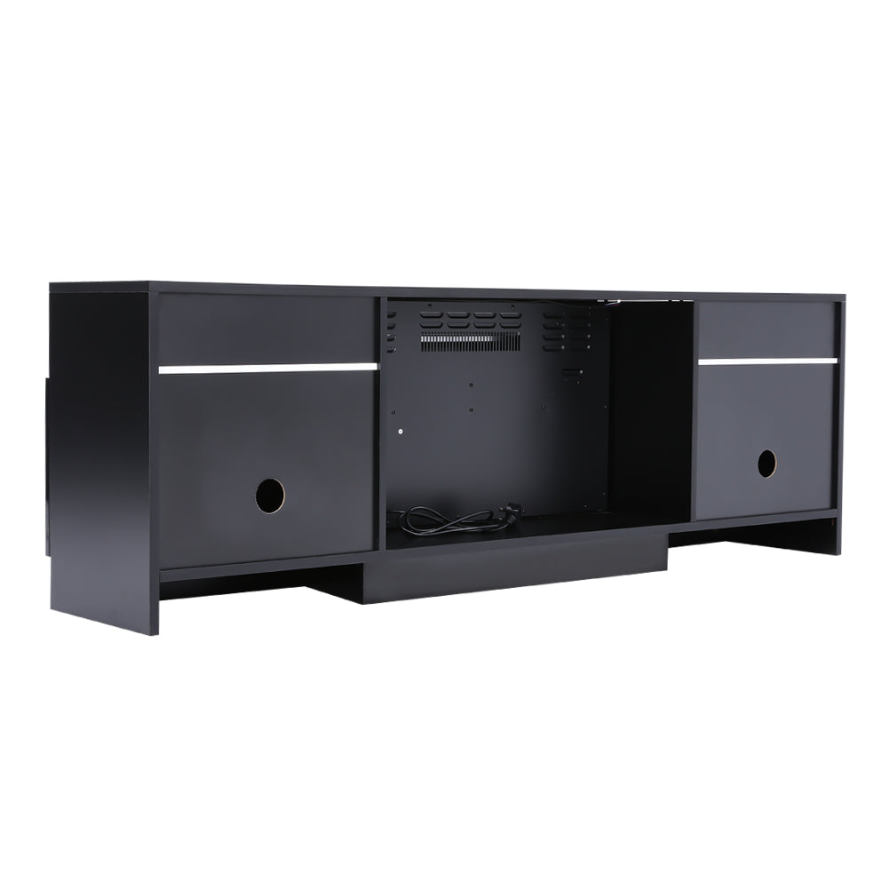 Black Electric Fire Suite With Fireplace, Black Fire Surround & Tv Stand, 12-color Mood Lights