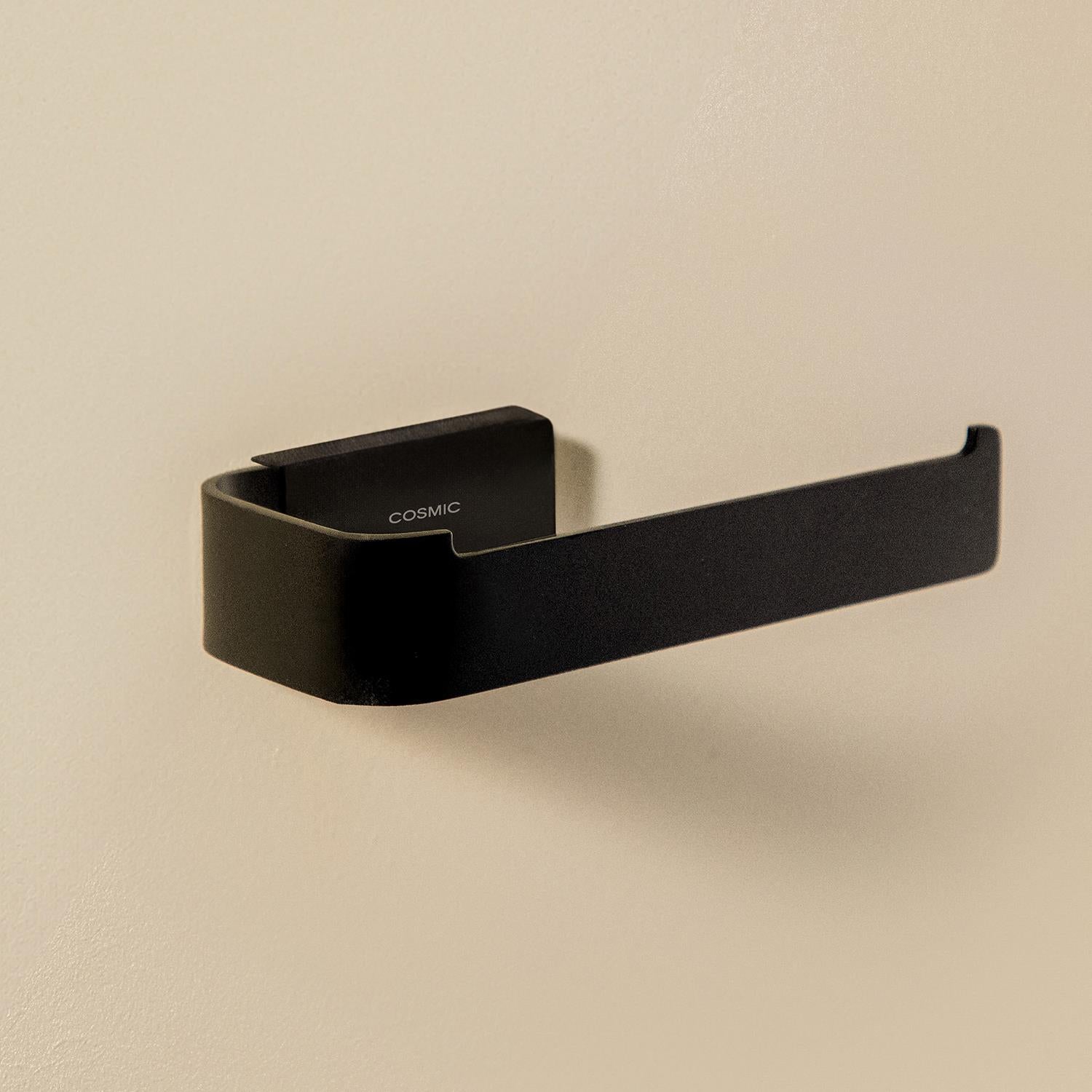 Toilet Roll Holder, Black Matt, Wall-mounted, 6,5 Cm. Collection Nea