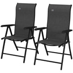 Outdoor Rattan Folding Chair Set W/ Adjustable Backrest | Set-of-2 | Gray