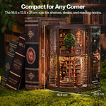 Book Nook Kit For Adults Library Diorama With Led, Shelf Decor, Walnut