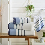 Portland Stripe Supersoft Cotton Towel Ultra-plush Striped Luxury | Bath Towel | Blue
