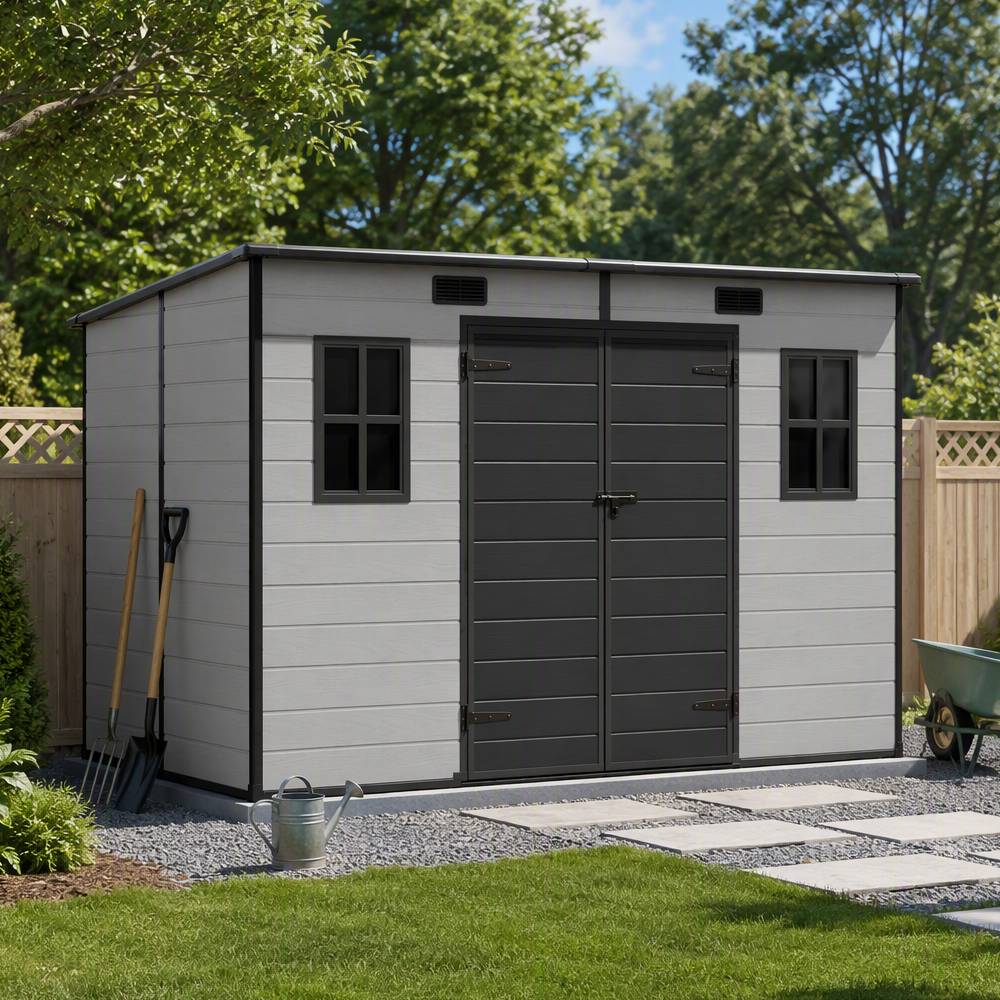 10 X 6ft Outdoor Garden Pent Roof Tool Storage Shed