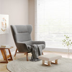 Breeins Linen Upholstered Wooden Legs Footstool