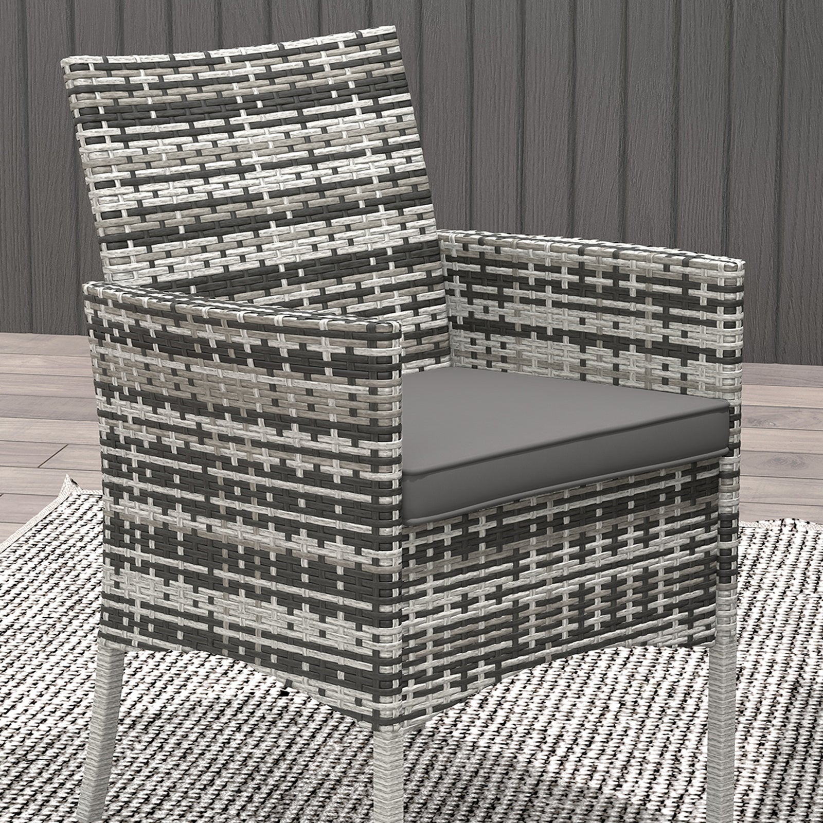 4 Seater Rattan Garden Set - Grey