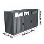 Outdoor 2/3-bin Metal Storage Shed, Galvanised Steel Bin Store For Garden Waste & Recycling | Large