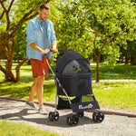3 In 1 Pet Stroller, Detachable Dog Cat Travel Carriage | Black