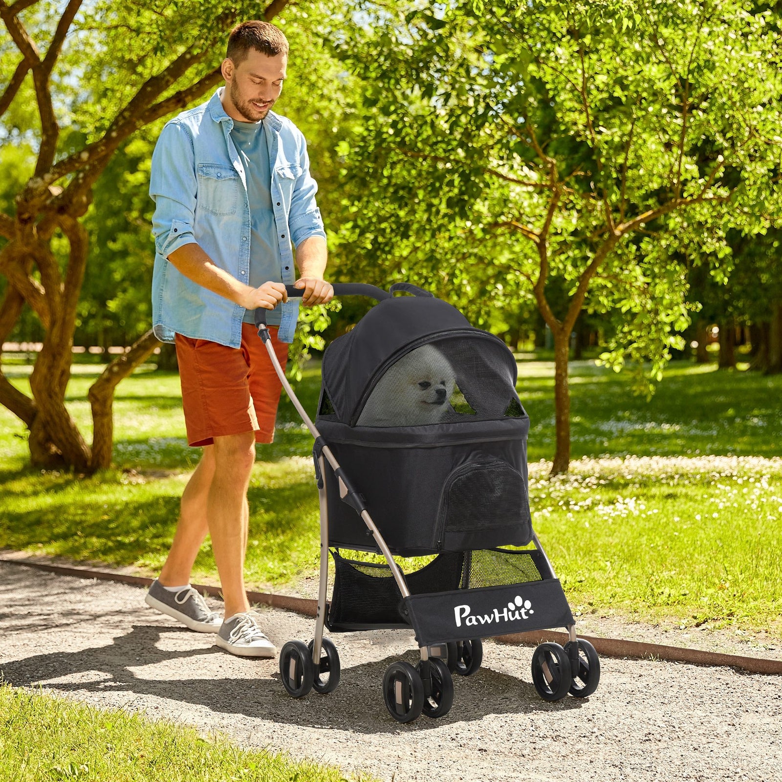 3 In 1 Pet Stroller, Detachable Dog Cat Travel Carriage | Black