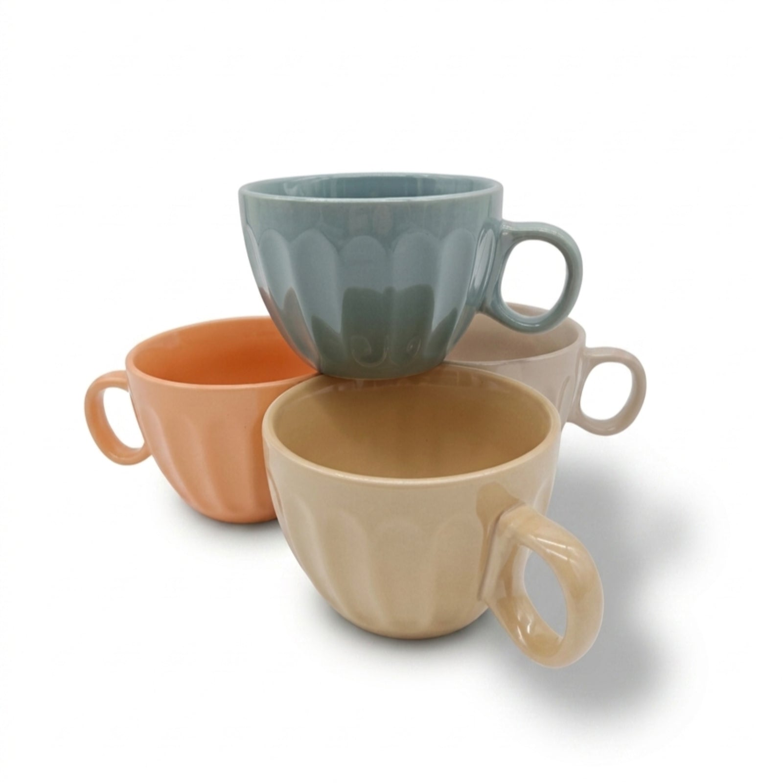 Ceramic Coffee Mugs 4pc Set 15oz Large Tea Cups Assorted Colours