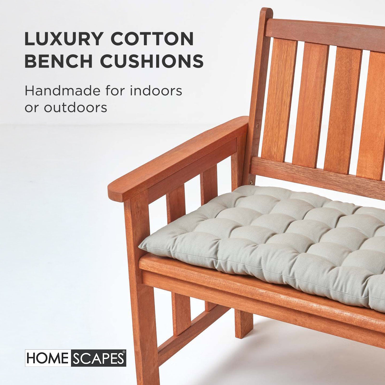 Outdoor Bench Cushion For 2 & 3 Seater Garden Seat Pad For Furniture, Kitchen, Dining & Indoor Use | 2 | Grey