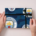 Manchester City FC Gift Wrap, 2 Sheet 2 Tag, Official Product
